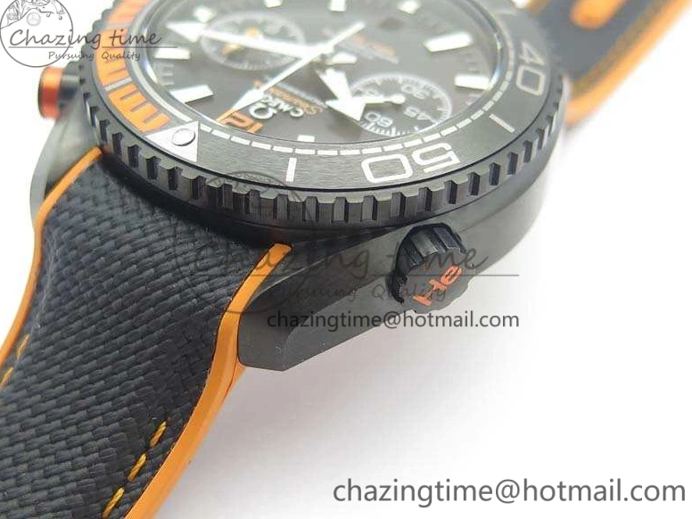 0504 Planet Ocean Master Chronometer Chrono DLC OM 1:1 Best Edition Black Dial On Nylon Strap A Chic 8103